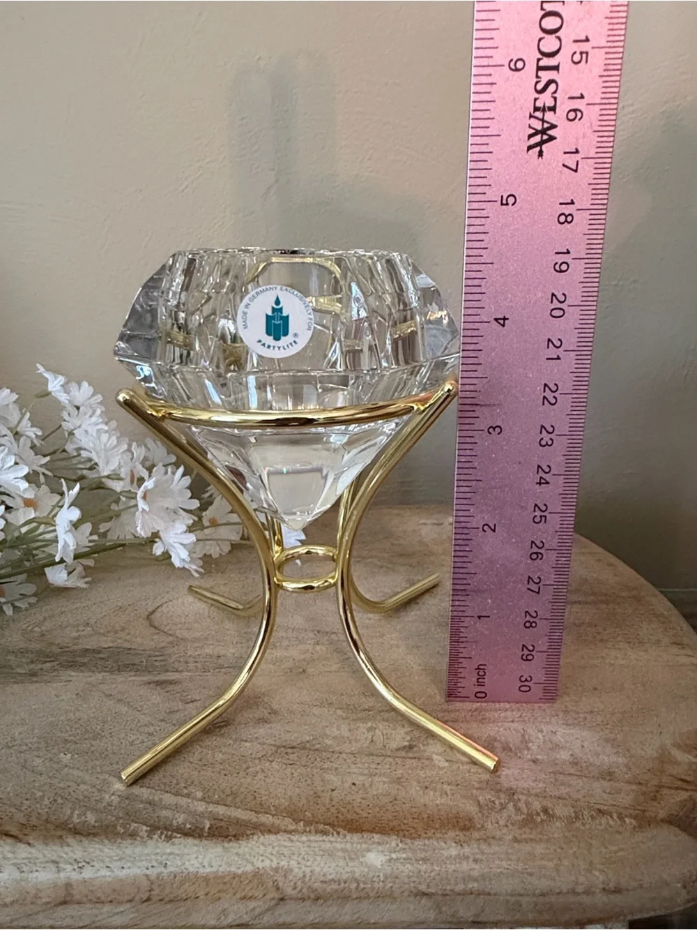 PARTYLITE Crystal VOTIVE Holder On Gold Stand - NWT!